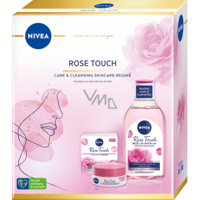 Nivea Rose Touch feuchtigkeitsspendende Tagesgel-Creme für alle Hauttypen 50 ml + Mizellenwasser mit Bio-Rosenwasser 400 ml, Kosmetikset für Frauen