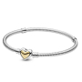Sterling Silber 925 Herz gewölbt Gold, Liebe Perle auf Armband
