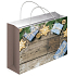 Geschenkpapiertüte 23 x 18 x 10 cm mit Glitzer, drei blaue Geschenke, Weihnachten