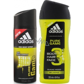 Adidas Pure Game Deodorant Spray für Männer 150 ml + 3in1 Duschgel für Körper, Gesicht und Haare 250 ml, Duopack