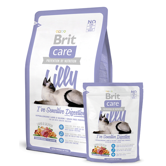 Brit Care Lamb + Lachs für erwachsene Katzen mit Allergien und empfindlicher Verdauung 7 kg, hypoallergenes Komplettfutter