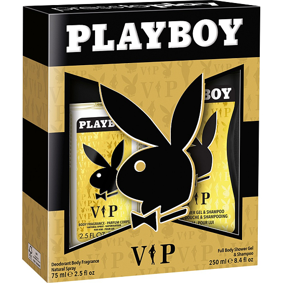 Playboy Vip for Him parfümiertes Deo-Glas 75 ml + 250 ml Duschgel, Kosmetikset
