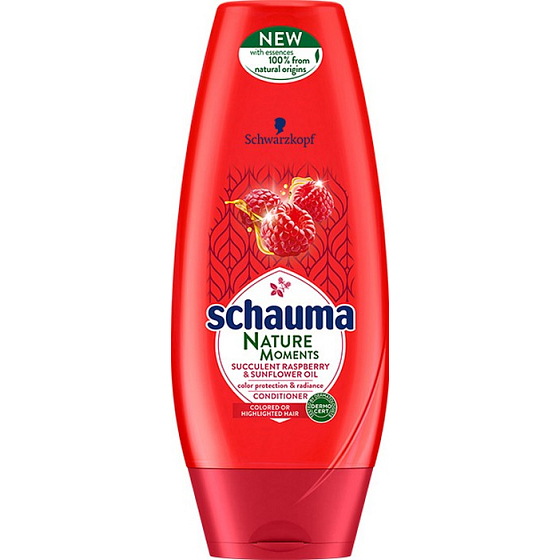 Schauma Nature Moments Saftiges Himbeer- und Sonnenblumenöl zum Schutz der Farbe und zum Glanz des Haarbalsams 200 ml