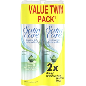 Gillette Satin Care mit Aloe Vera Sensitive Skin Rasiergel für Frauen 2 x 200 ml, Duopack