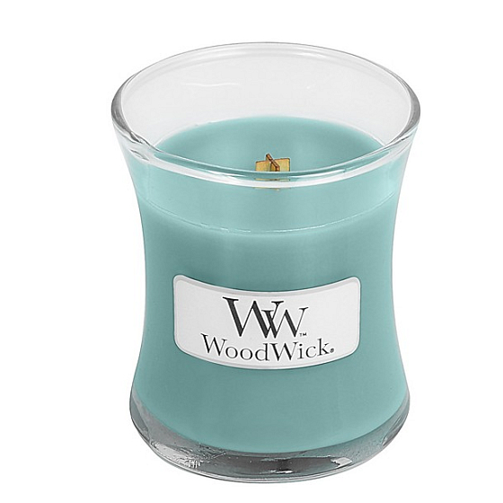 WoodWick Blue Java Banana - Hawaiianische Bananenduftkerze mit Holzdocht und Deckelglas klein 85 g