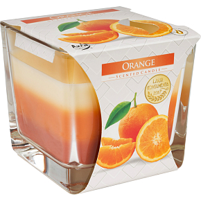 Bispol Orange - Orange dreifarbige Duftglaskerze, Brenndauer 32 Stunden 170 g