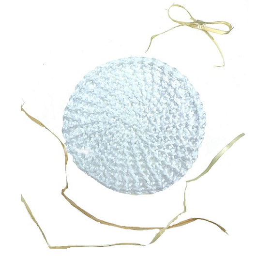 Wiederverwendbares Abschminkpad aus Baumwolle, handgehäkelt, weiß, 7,5 - 8 cm, 1 Stück