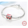 Sterling Silber 925 London roter Bus Perle auf Reise-Armband