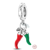 Sterling Silber 925 Chilischote - für Liebhaber der guten Küche, 2in1-Anhänger für Armband, Essen und Trinken