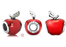 Charme Sterling Silber 925 Disney Schneewittchen Apfel Perle auf Lebensmittel Armband