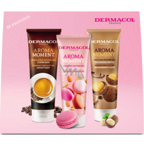 Dermacol Aroma Moment Coffee Shot Duschgel 250 ml + Almond Macaroon Duschgel 250 ml + Macadamia Truffle Duschgel 250 ml, Kosmetikset für Frauen