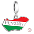 Charm 925 Sterling Silber Ungarnflagge - schwingende Karte, Anhänger für Reisearmband