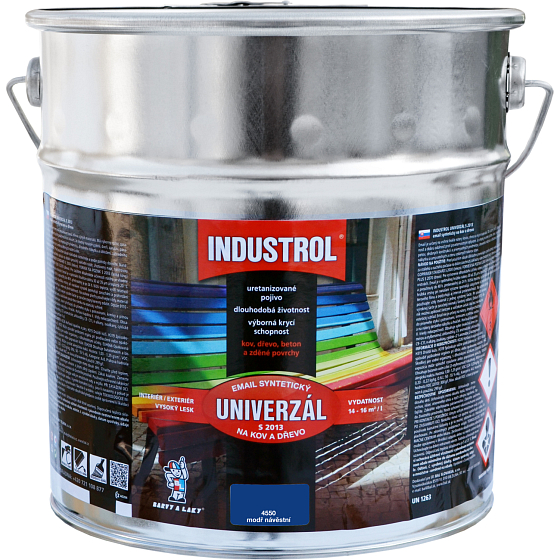 Industrol S2013 универсал блестящая верхняя краска для металла и дерева, 4550 синий сигнализационный, 9 л
