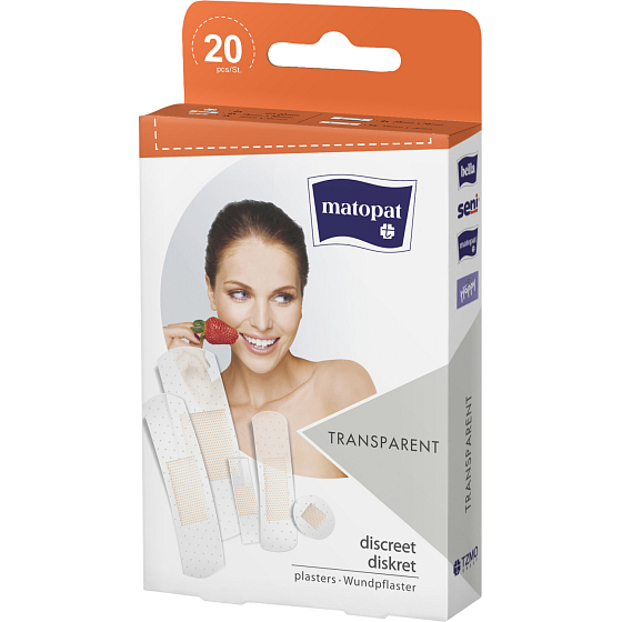 Matopat Transparent Pflaster transparent mit Polster, 20 Stk