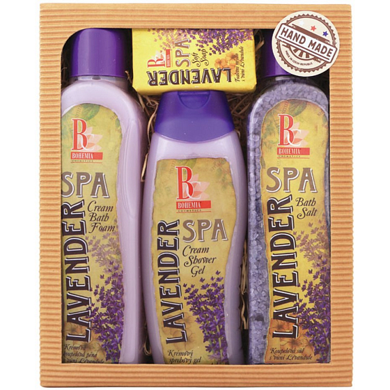 Bohemia Gifts Spa Lavender Badeschaum 500 ml + Duschgel 300 ml + Badesalz 600 g + Seife 100 g, Kosmetikset