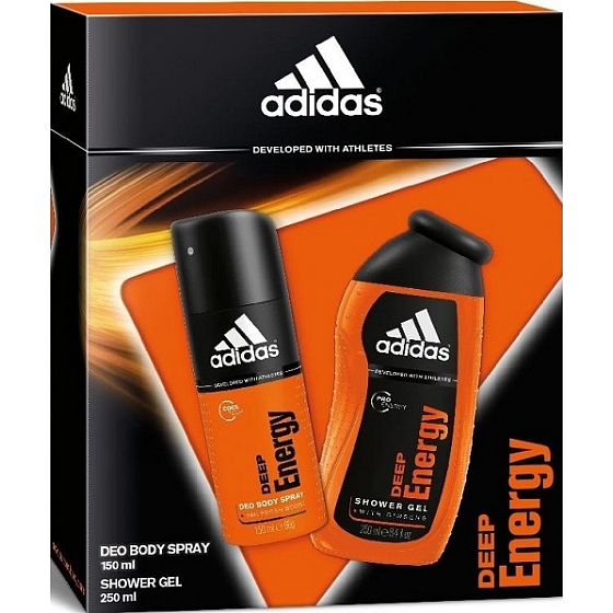 Adidas Deep Energy Deodorant Spray 150 ml + Duschgel 250 ml, Kosmetikset