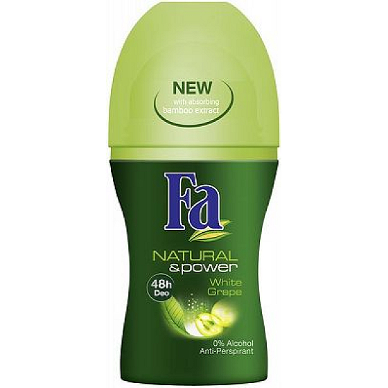 Fa Natural & Care Weiße Traubenkugel Antitranspirant Deodorant Roll-On für Frauen 50 ml