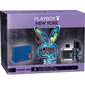 Playboy New York Eau de Toilette 100 ml + Deodorant Spray 150 ml + Toilettensack, Geschenkset