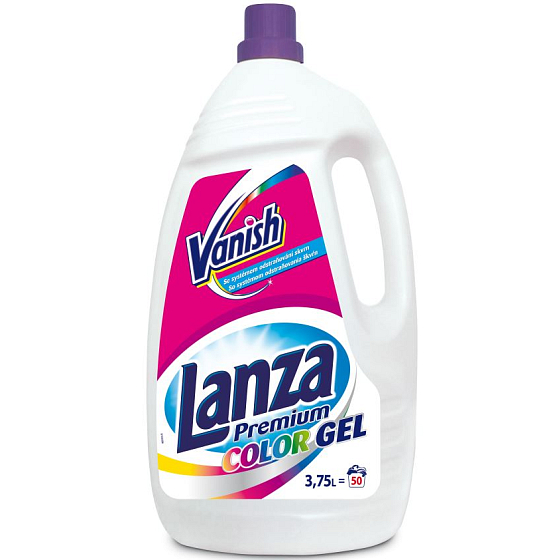 Lanza Premium Color Gel Flüssigwaschmittel für farbige Wäsche mit Fleckenentfernungssystem 50 Dosen von 3,75 l