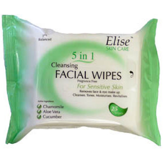 Elise Sensitive 5in1 Make-up Feuchtigkeitstücher für empfindliche Haut grün 25 Stück