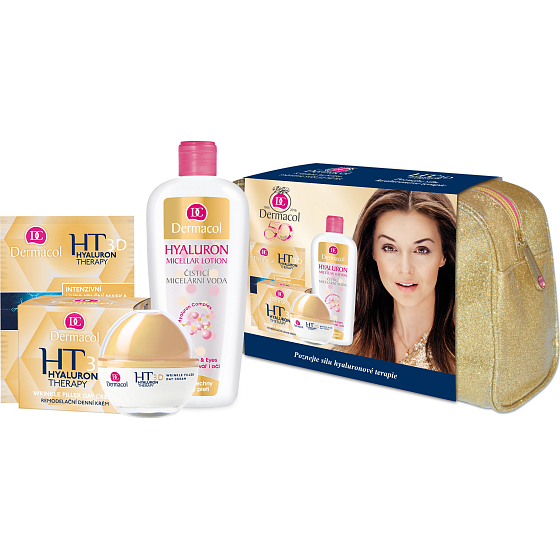 Dermacol Hyaluron Therapie 3D Remodeling Tagescreme 50 ml + Maske 2 x 8 g + Dermacol Hyaluron Reinigungsmizellenwasser 400 ml + Etui, Kosmetikset