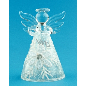 Glas Engel mit Schneeflocke zum Stehen 8 cm