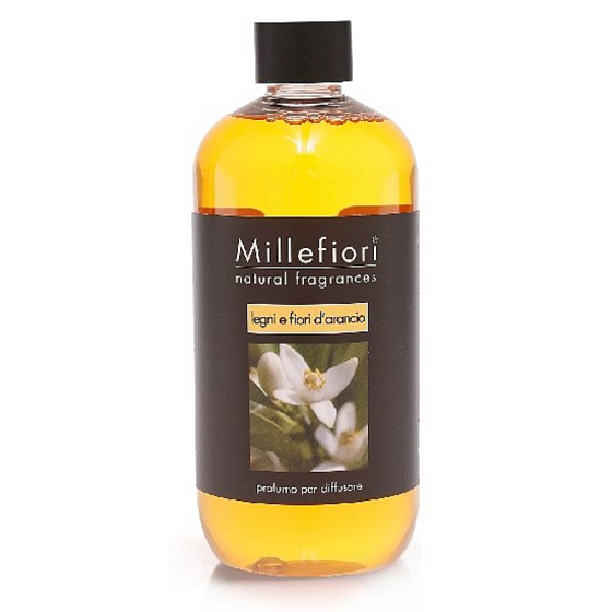 Millefiori Milano Natural Legni und Fiori d'Arancio - Holz- und Orangenblüten Nachfülldiffusor für Weihrauchstiele 500 ml