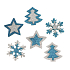 Ornamente glitzern silberblau mit Kleber 5 cm, 6 Stück in einer Tüte