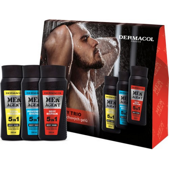 Dermacol Men Agent Sexy Trio Total Freedom 5 in 1 Duschgel 250 ml + Sexy Sixpack 5 in 1 Duschgel 250 ml + Powerful Energy 5 in 1 Duschgel 250 ml, Kosmetikset