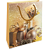 Nekupto Geschenkpapiertüte 23 x 18 x 10 cm Weihnachten gold mit Geschenk
