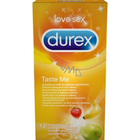 Durex Taste Me farbiges Kondom mit gerändelter Oberfläche Nennweite: 53 mm 12 Stück