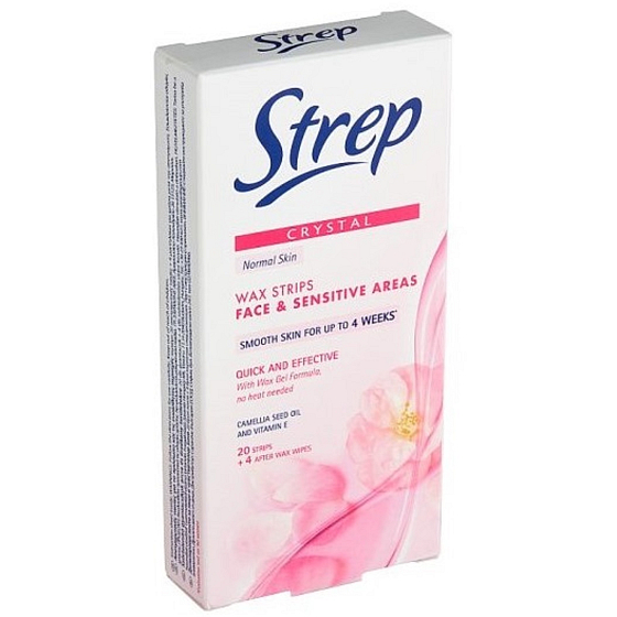 Opilca Strep Crystal Wachsstreifen für Gesicht und Bikinizone 20 Stück + Wachstuch 4 Stück