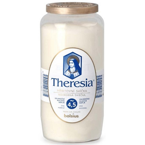 Bolsius Theresia Friedhofskerze mit Deckel Komposit weiß, Brenndauer 108 Stunden 320 g