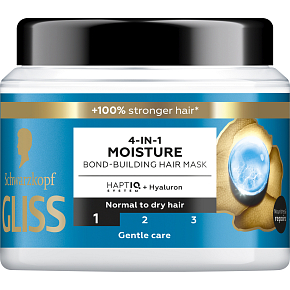 Schwarzkopf Gliss Aqua Revive hydratisierende Maske 4in1 für normales bis trockenes Haar, 400 ml