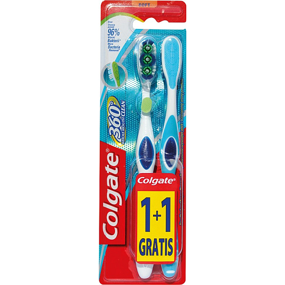 Colgate 360 ° Whole Mouth Clean Weiche, weiche Zahnbürste 1 + 1 Stück