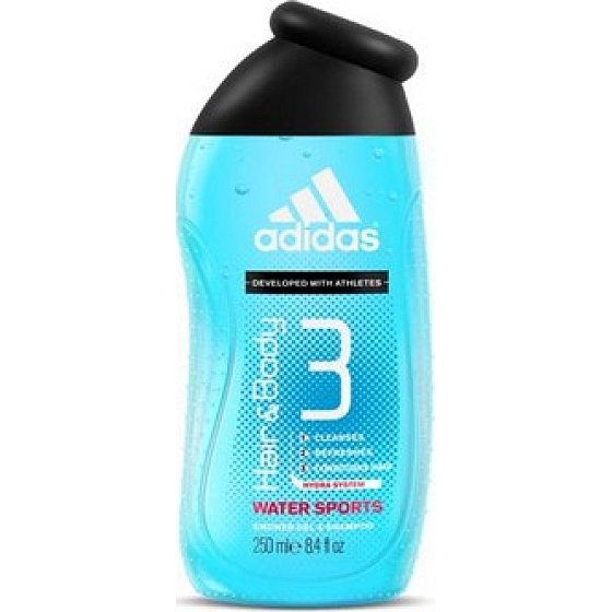 Adidas 3 Water Sport Duschgel für Körper und Haare für Männer 250 ml