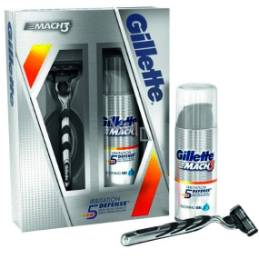 Gillette Mach3 Rasierer mit 1 Ersatzkopf + Irritation Defense Rasiergel 75 ml, Kosmetikset, für Männer