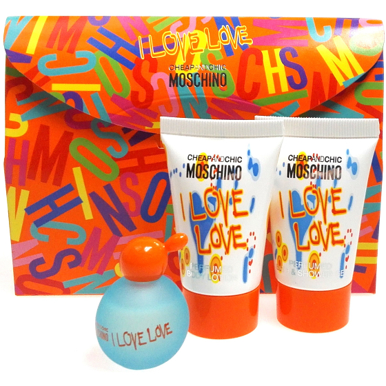 Moschino Ich liebe Liebe Set De Luxe Eau de Toilette 4,9 ml + Duschgel 25 ml + Körperlotion 25 ml, Geschenkset