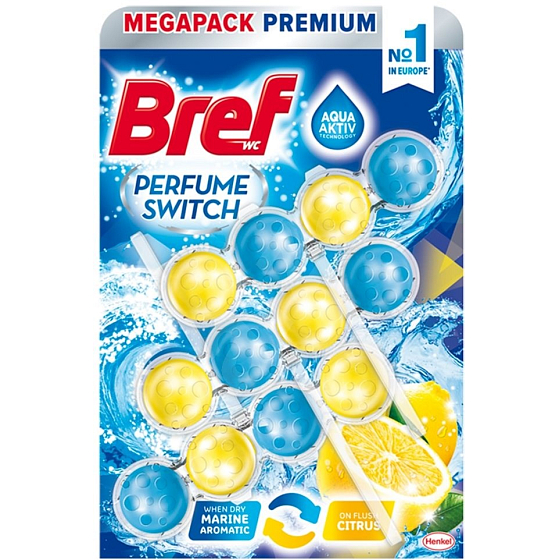 Bref Parfüm Switch Marine-Citrus WC-Block mit Frischduft- und Citrusdufteffekt 3 x 50 g