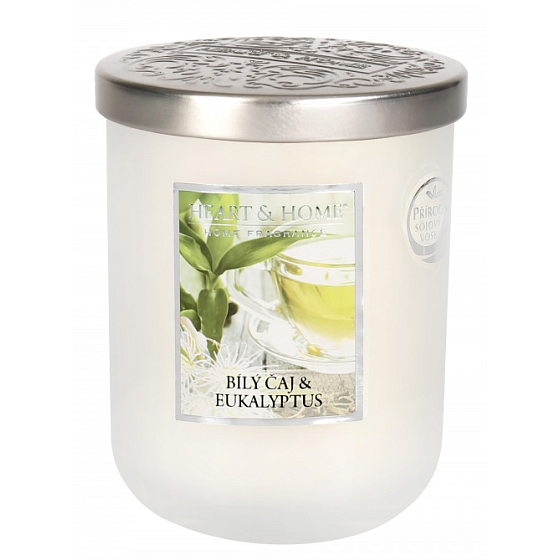 Heart & Home Weißer Tee und Eukalyptus Soja-Duftkerzenmedium brennt bis zu 30 Stunden 110 g