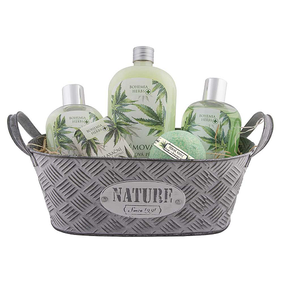 Böhmen Geschenke Cannabis Hanföl Duschöl 250 ml + Toilettenseife 100 g + Badeschaum 500 ml + funkelnde Bombe 100 g Geschenkboxen