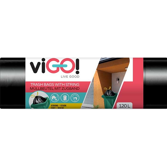 viGO! Versenkbare Müllsäcke schwarz, 27 µ, 120 Liter 70 x 100 cm 10 Stück