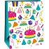 Ditipo Papier-Geschenktüte 26,4 x 32,4 x 13,7 cm Kuchen, Luftballons