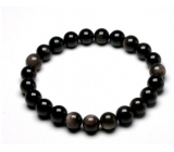 Achat schwarz Armband elastisch Naturstein, Perle 8 mm / 16-17 cm, fügt Rückstoß und Stärke