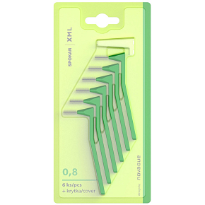 Spokar XML 0,8 mm Interdentalbürsten 6 Stück + 1 Stück Abdeckung