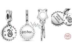 Sterling Silber 925 Harry Potter - Slytherin + Zirkonia, 2in1-Armbandanhänger