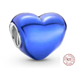 Charme Sterling Silber 925 Metallic blau Herz, Perle für Armband, Liebe