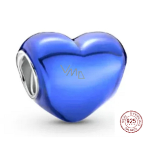 Charme Sterling Silber 925 Metallic blau Herz, Perle für Armband, Liebe