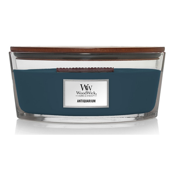 WoodWick Antiquarium - Antiquitäten Duftkerze mit breitem Holzdocht und Deckel Glas Schiff 453 g