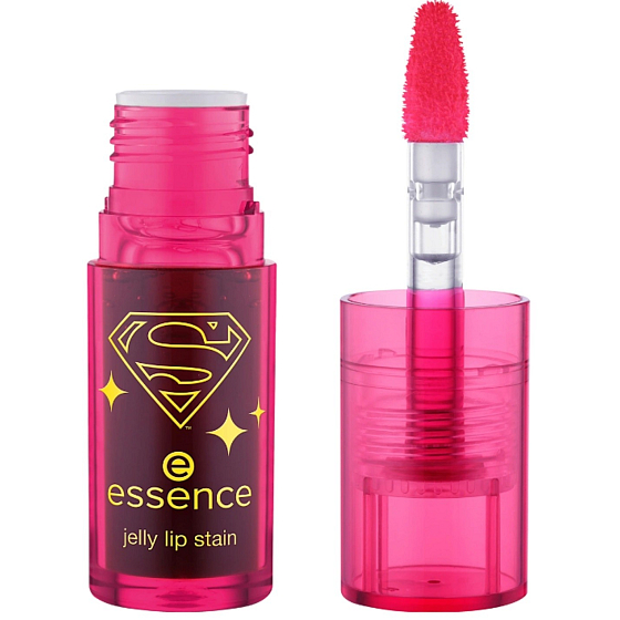 Essence Superman barva na rty Jelly 01 Wham!, 4 g, s gelovou texturou, která reaguje na pH pleti pro přirozený, šťavnatý vzhled